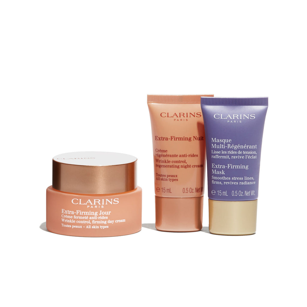 Clarins Extra-Firming 3-Piece Set Day Cream, Night Cream, Mask Visibly Firmer Skin-Capitalstore Oman