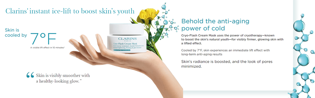 cyro flash cream mask by clarins cooled down your skin 